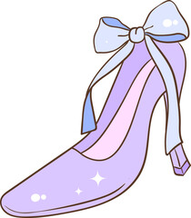 Whimsical Hand-Drawn Heel with Bow. Party Decoration. Vector Illustration