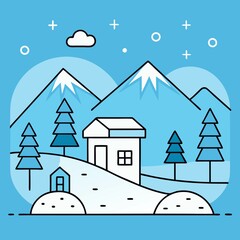 winter landscape with houses