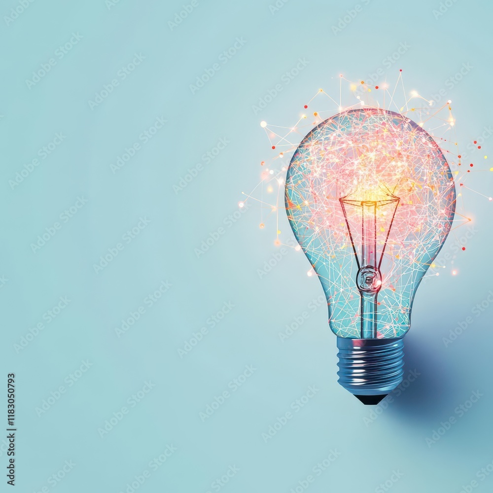 Fototapete Illuminating Light Bulb Featuring Intricate Network of Connected Lights Symbolizing Innovation and Modern Technology in a Creative and Artistic Way