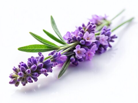 Long Exposure Lavender Flowers Isolated on White Background - Purple Floral Photography