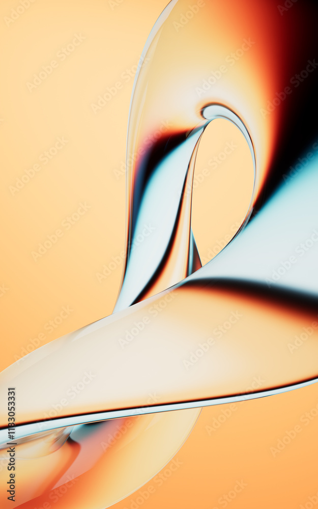 Poster abstract colorful gradient glass background with smooth transitions of color, 3d rendering.