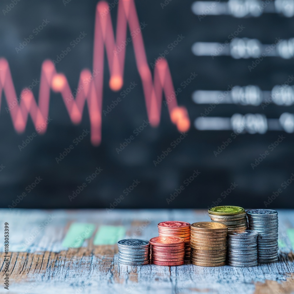 Poster Stack of Various Coins Displaying Intricate Details and Unique Textures in an Uncluttered Arrangement Symbolizing Wealth and Economic Exchange Concepts
