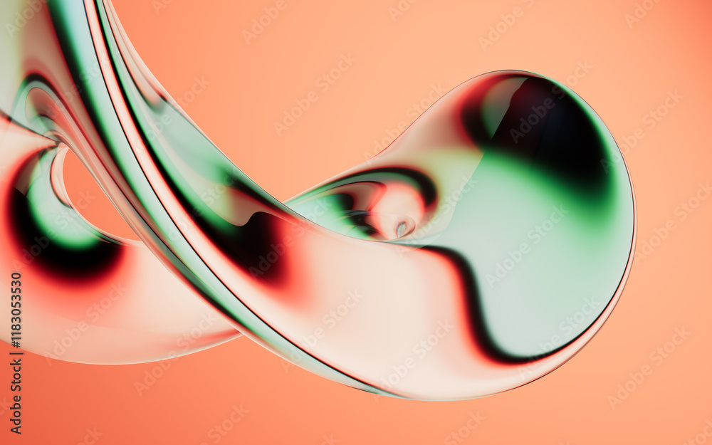 Poster abstract colorful gradient glass background with smooth transitions of color, 3d rendering.
