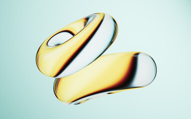 Abstract colorful gradient glass background with smooth transitions of color, 3d rendering.