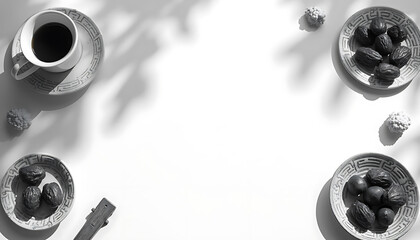 Serene Morning Coffee Break with Dates and Sweets