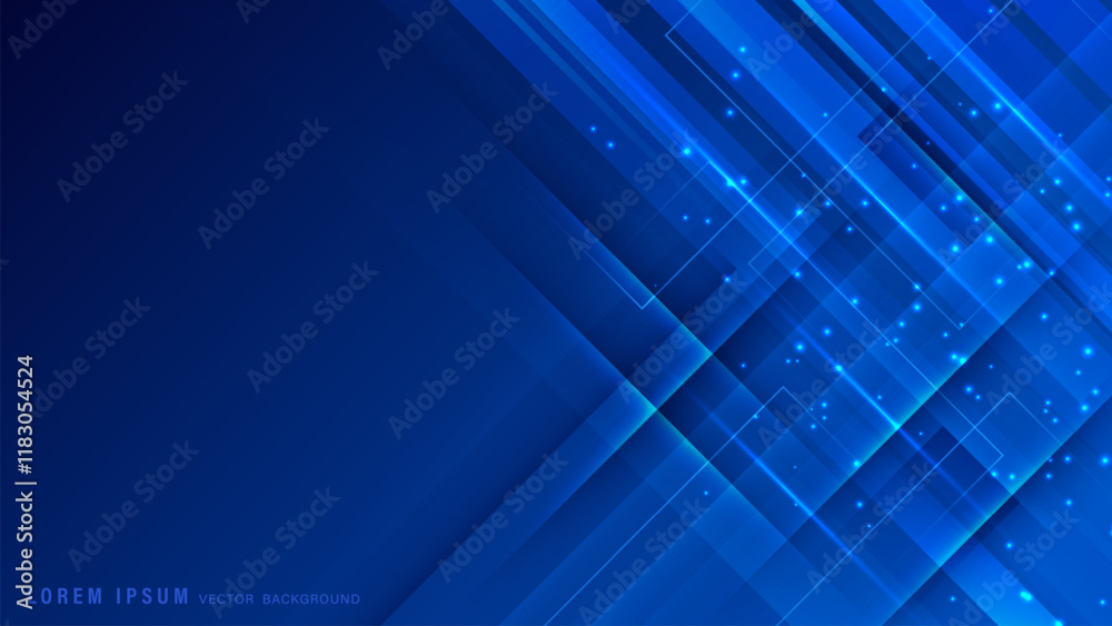 Wall mural modern abstract gradient blue background with overlapping transparent geometric shapes