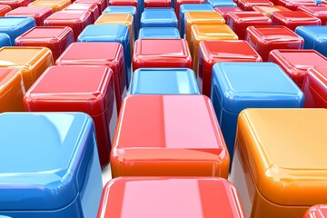 Obraz premium Colorful Glossy Blocks in a 3D Pattern for Modern Design Inspiration
