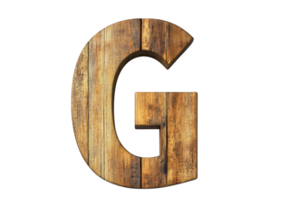 Rustic wooden letter g, a natural wood alphabet character for crafts and decor