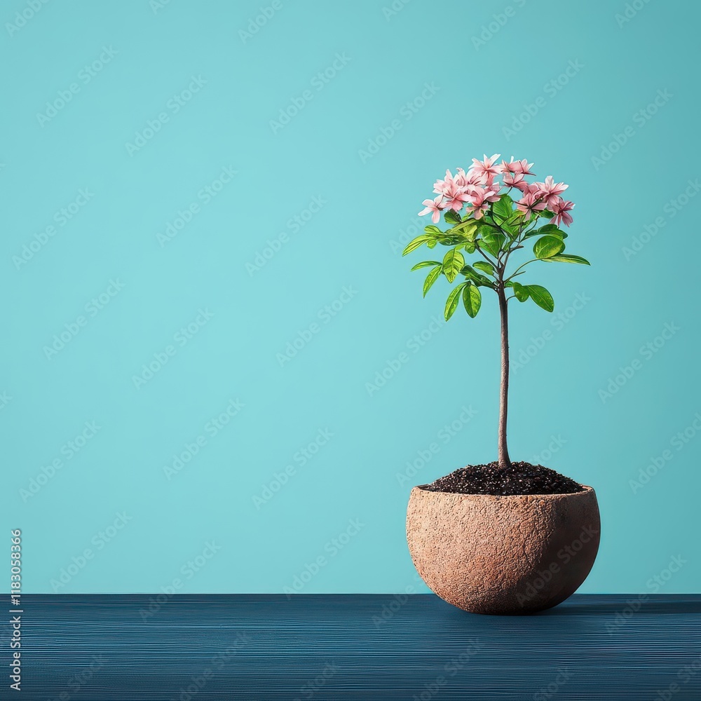 Aufkleber a lush green plant beautifully potted on a simple wooden table creating a calm and inviting atmosphe