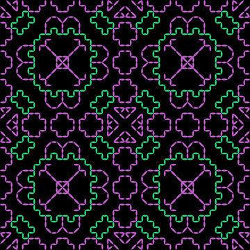 Kasuti india stitch embroidery needlework for fabric background paper wallpaper tiles seamless artwork simple geometric printed  pattern design