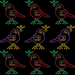 Kasuti india stitch embroidery needlework for fabric background paper wallpaper tiles seamless artwork simple geometric printed  pattern design