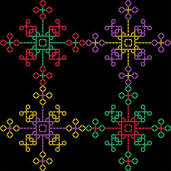 Kasuti india stitch embroidery needlework for fabric background paper wallpaper tiles seamless artwork simple geometric printed  pattern design