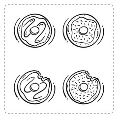 hand drawn donut icon in doodle style