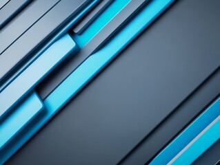 Obraz premium Dynamic Teal and Gray 3D Render: Abstract Geometric Illustration. AI Generated