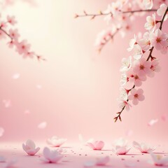 Fototapeta premium Delicate pink cherry blossoms creating a serene floral atmosphere.
