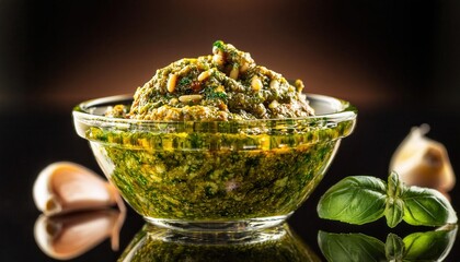 Delicious Homemade Pesto Genovese in Elegant Bowl Presentation
