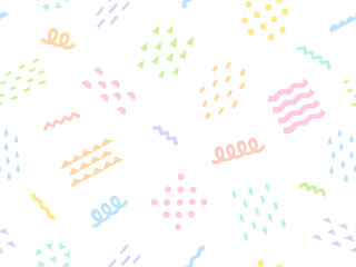 パステルカラーのカラフルな切り絵風の幾何学模様のパターン背景