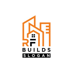 letter RF home builds logo design element vector template