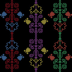 Kasuti india stitch embroidery needlework for fabric background paper wallpaper tiles seamless artwork simple geometric printed  pattern design