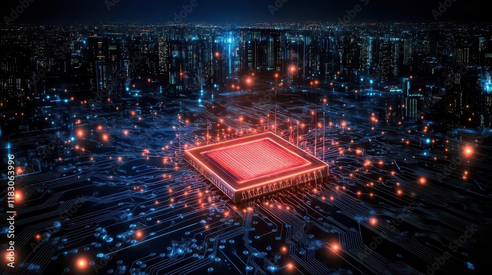 Poster neural processing units, Realistic Photo, copy space for text
