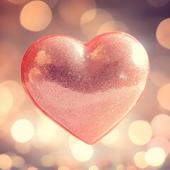 Obraz premium Heartwarming Bokeh Heart on Glowing Valentine s Day Background