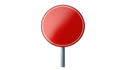 Striking red sign on a black pole against clear sky, symbol of communication