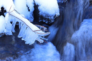 stream in the winter mountains
