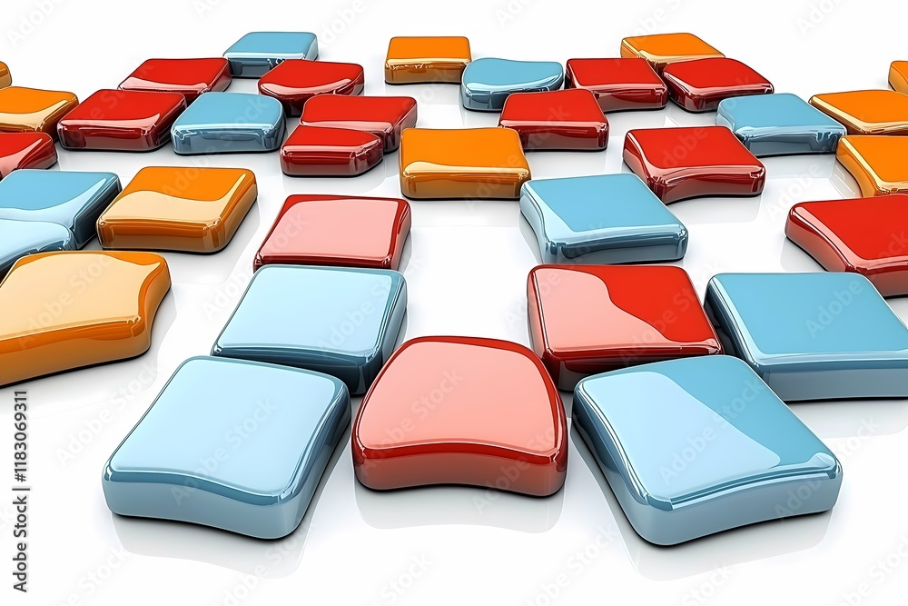 Wall mural colorful glossy tiles arranged in an abstract pattern on surface