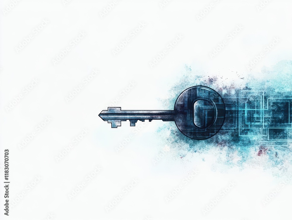 Aufkleber a close up of a vintage key positioned against a bright blue background evoking feelings of mystery 