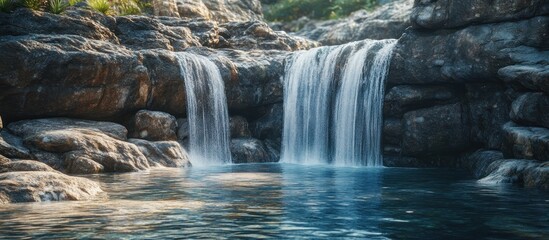 Serene waterfall cascading into a tranquil pool. (1)