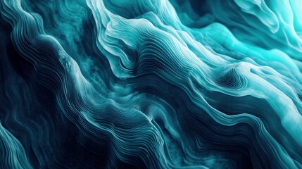 Abstract teal and blue wavy texture background.