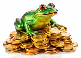 Lucky Chinese Frog Money Symbol - Aerial View, Isolated White Background