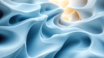 Obraz premium Abstract Blue Swirls: A Digital Landscape of Serene Curves and Gentle Hues