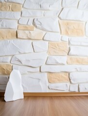 Close-up Photo: Modern White Stone Wall Mockup; Clean, Minimalist Interior Design. AI Generated