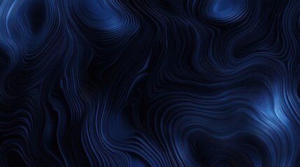 Abstract dark blue swirling lines, fluid wave pattern background.