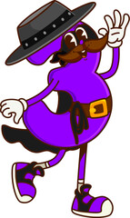 Groovy cartoon math number 3 cowboy or Western bandit, vector funny character. Groovy number Three 3 as Texas ranger or Wild West cowboy in robber mask with face and mustaches as cartoon character