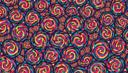 Retro Psychedelic Floral Swirls Background