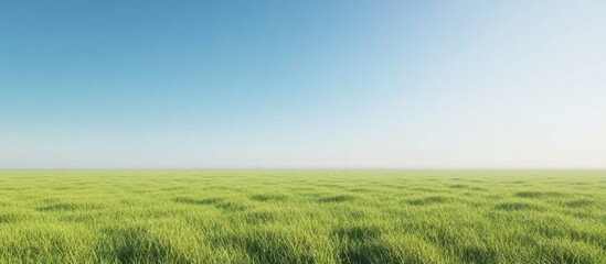 Obraz premium Serene grassy field under a clear blue sky.