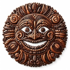 AI Generate of Coffee Bean Art with Natural Element such as Wind, Tree, Animal, Wood, Sun, Moon, isolate in white.