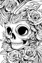 Fototapeta premium A skull with a rose on its face