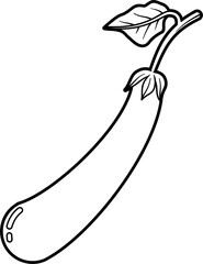 Eggplant with leaves coloring outline vector