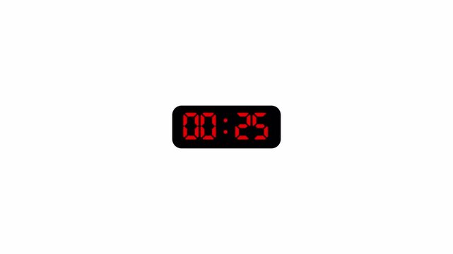 
                                Digital countdown timer thirty seconds animation from 30 to 0 seconds on transparent background rectangle, 30 second countdown timer ,digital Countdown video