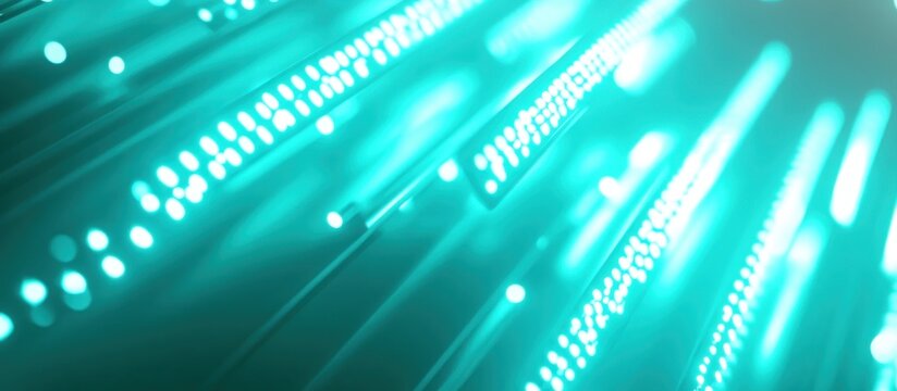 Abstract teal glowing lines and data streams.