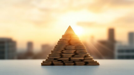 Wealth growth strategy urban cityscape financial concept sunrise environment inspirational viewpoint