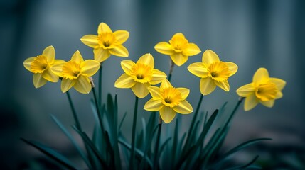 Fototapeta premium Spring Blooms A Cluster of Yellow Daffodils (1)