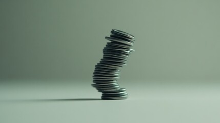 Dynamic stacking of coins minimalist studio animation neutral background close-up financial concepts