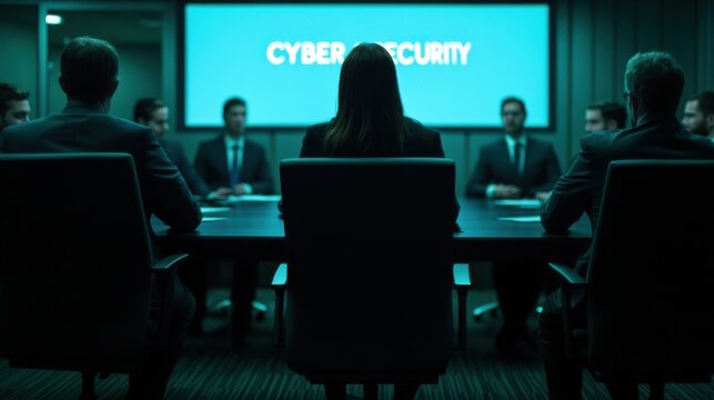 Cybersecurity strategy meeting corporate office business event modern environment professional viewpoint security awareness