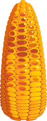 Cartoon grilled corn cob Mexican cuisine meal. Isolated vector ripe yellow maize corncob vegetable with cylindrical core and plump seeds. Tex mex dish, farm plant with rows of sweet and juicy kernels