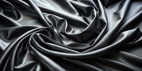 Fototapeta premium Luxurious Black Fabric: Shiny, Sleek Textile Texture for Fashion Design