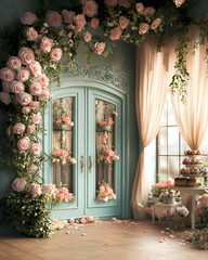 Fototapeta premium Enchanted Rose Garden Room: A Dreamy Floral Interior